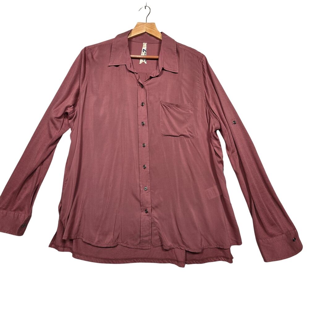 NWT 7 For All Mankind Luxe Dusty Rose Button Up Shirt Size 1X